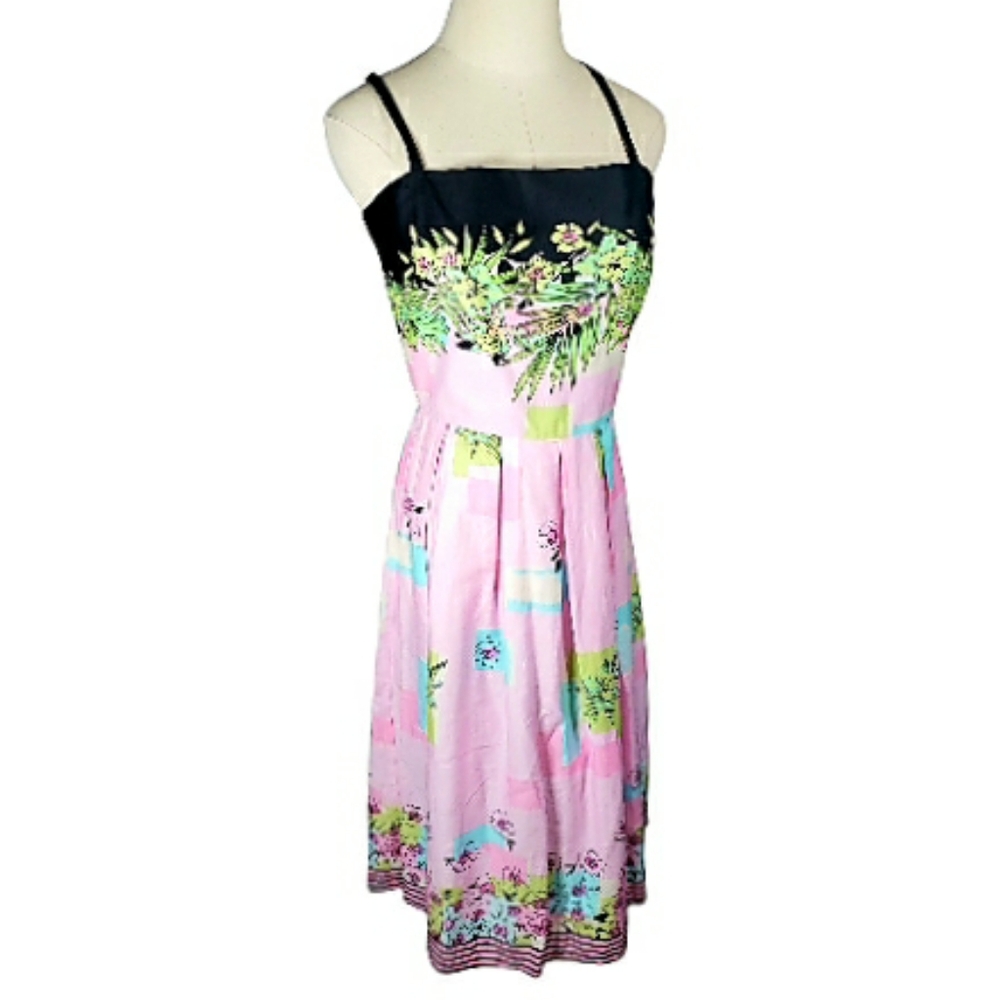 Vintage Fit Flare Floral Midi Dress 6 Mix Print Sundress Rockabilly Pinup Retro